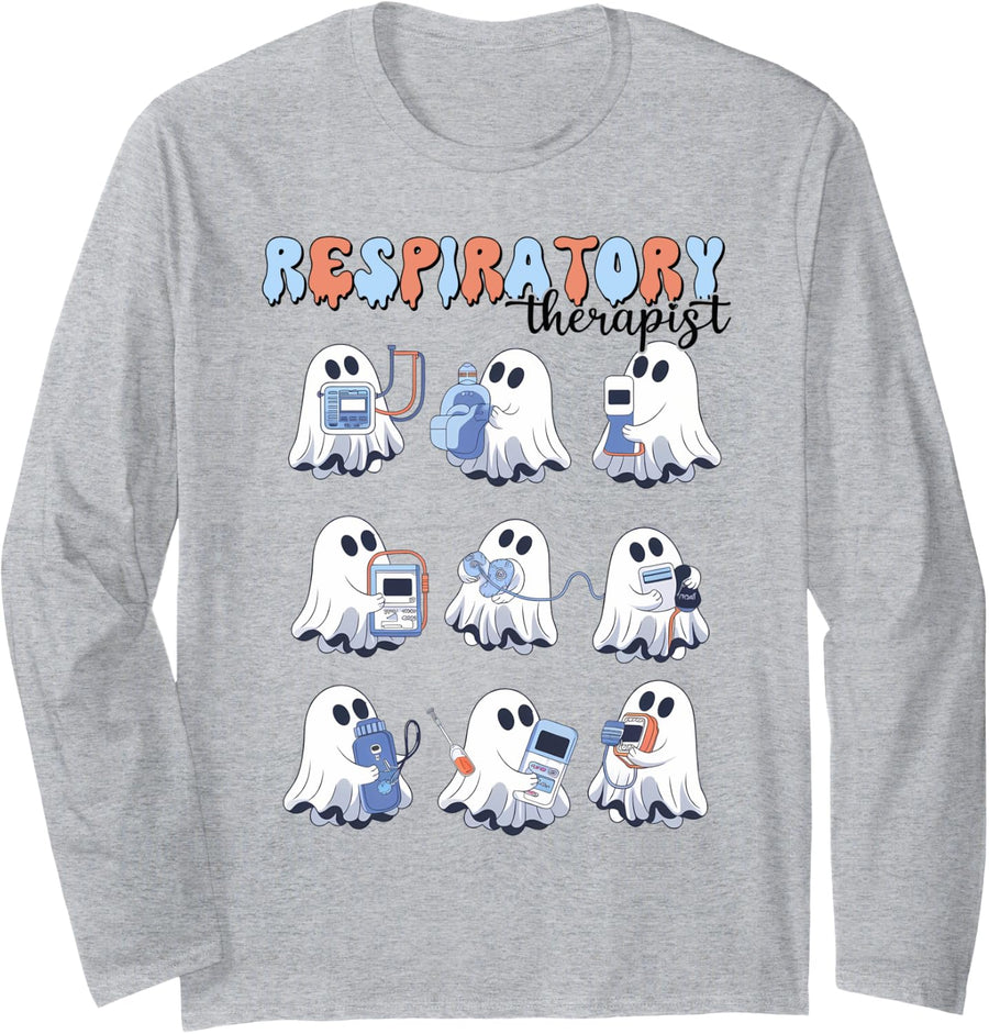Respiratory therapist shirt halloween respiratory therapist Long Sleeve T-Shirt - Adult Unisex Heather Grey