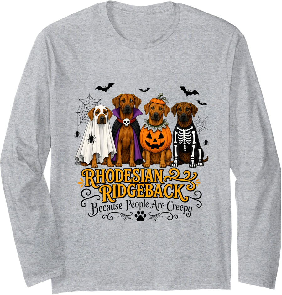 Rhodesian Ridgeback Halloween Costume Dogs Long Sleeve T-Shirt - Adult Unisex Heather Grey