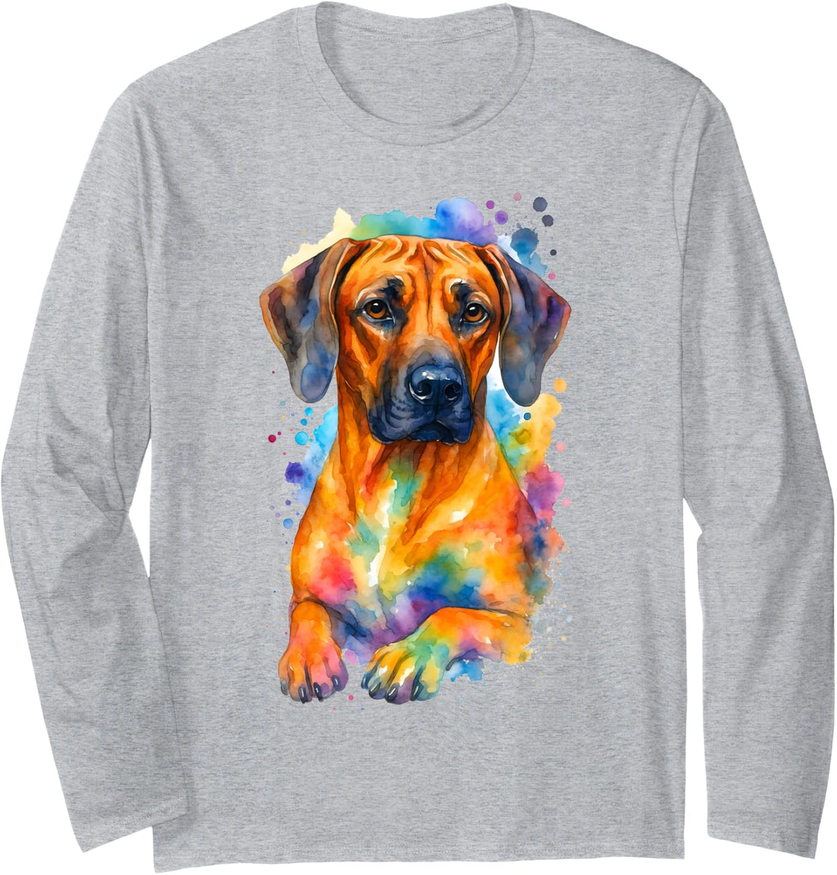 Cute Dog Rhodesian Ridgeback Long Sleeve T-Shirt - Adult Unisex Heather Grey