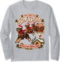 Doberman Pinscher Christmas Vintage Sleigh Dog Family Humor Long Sleeve T-Shirt - Adult Unisex Heather Grey