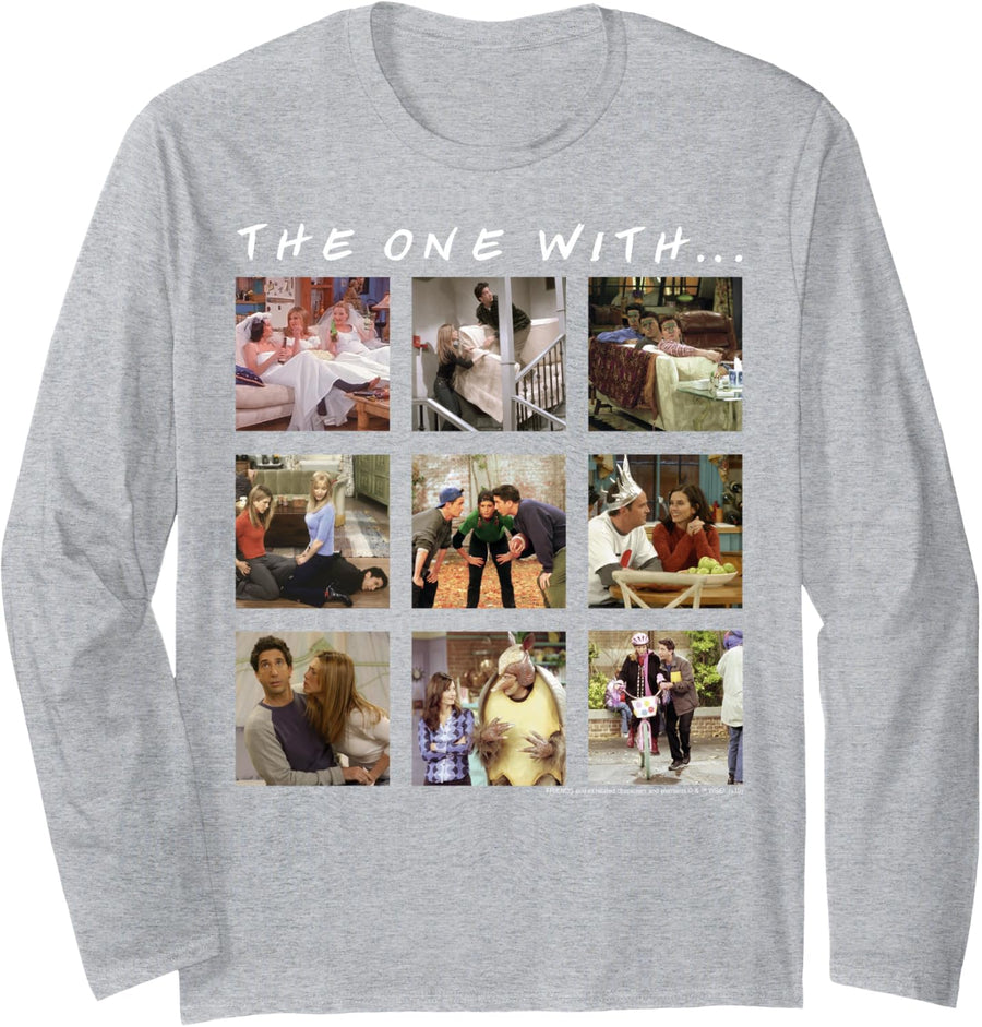 Friends Group Shot The One With Character Panels Long Sleeve T-Shirt - Adult Unisex Heather Grey