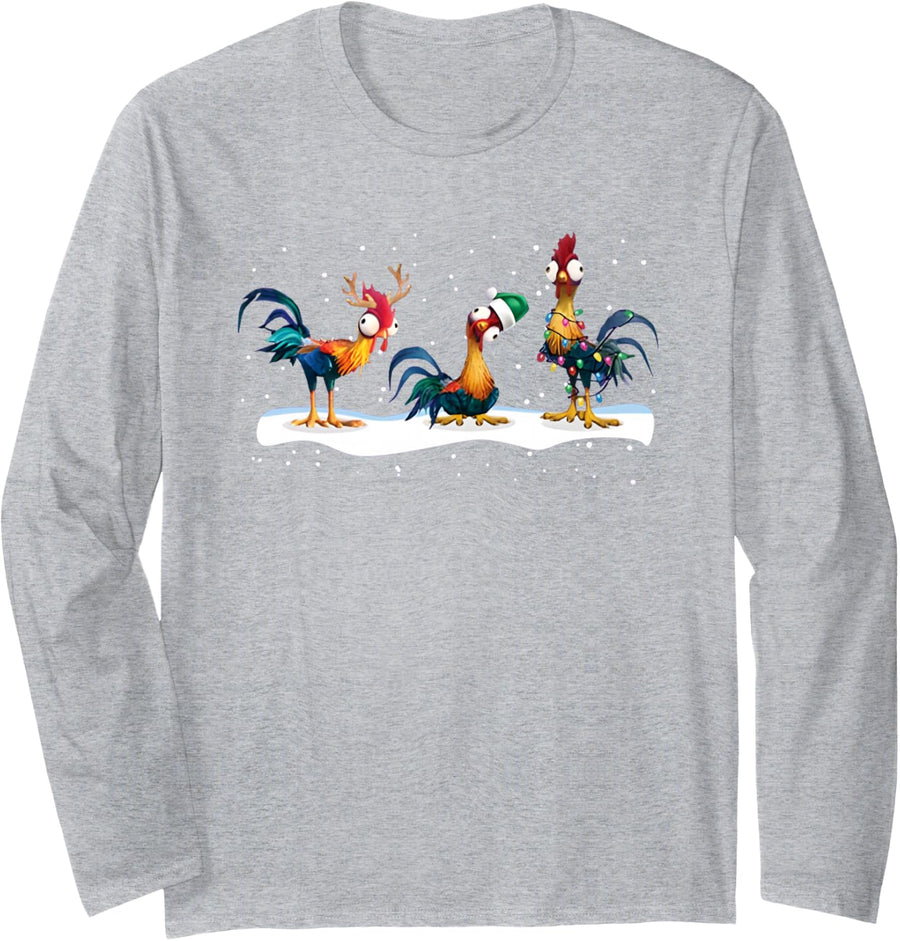 HEI HEI Chicken Christmas Long Sleeve T-Shirt - Adult Unisex Heather Grey