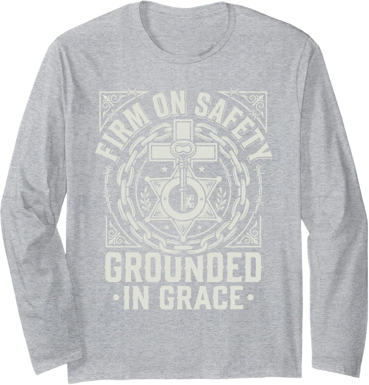 Christian Prison Warden Jesus Christ Jail Corrections Long Sleeve T-Shirt - Adult Unisex Heather Grey