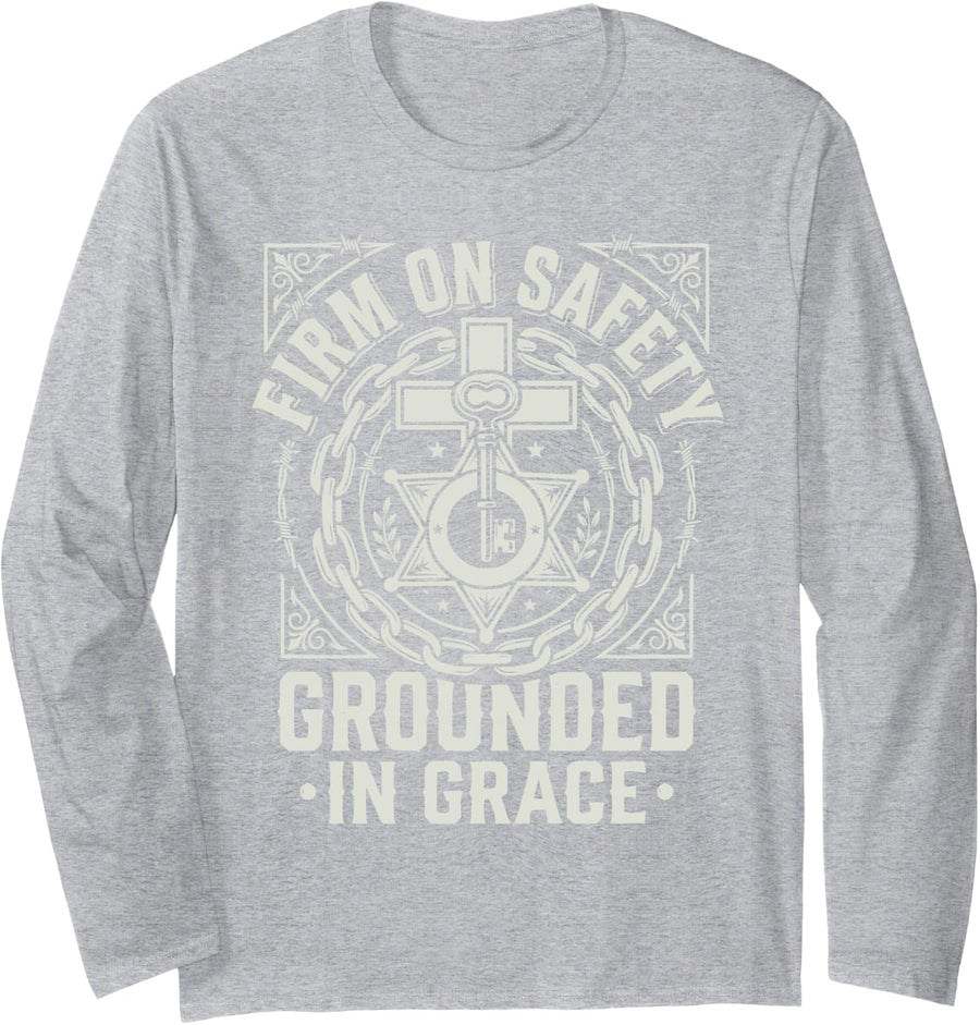 Christian Prison Warden Jesus Christ Jail Corrections Long Sleeve T-Shirt - Adult Unisex Heather Grey