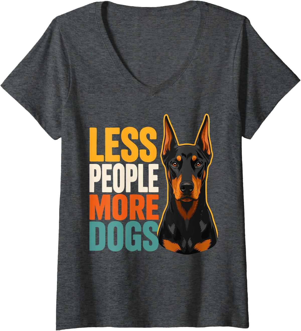 Women's Doberman Owner Doberman Pinscher V-Neck T-Shirt - Dark Heather Grey