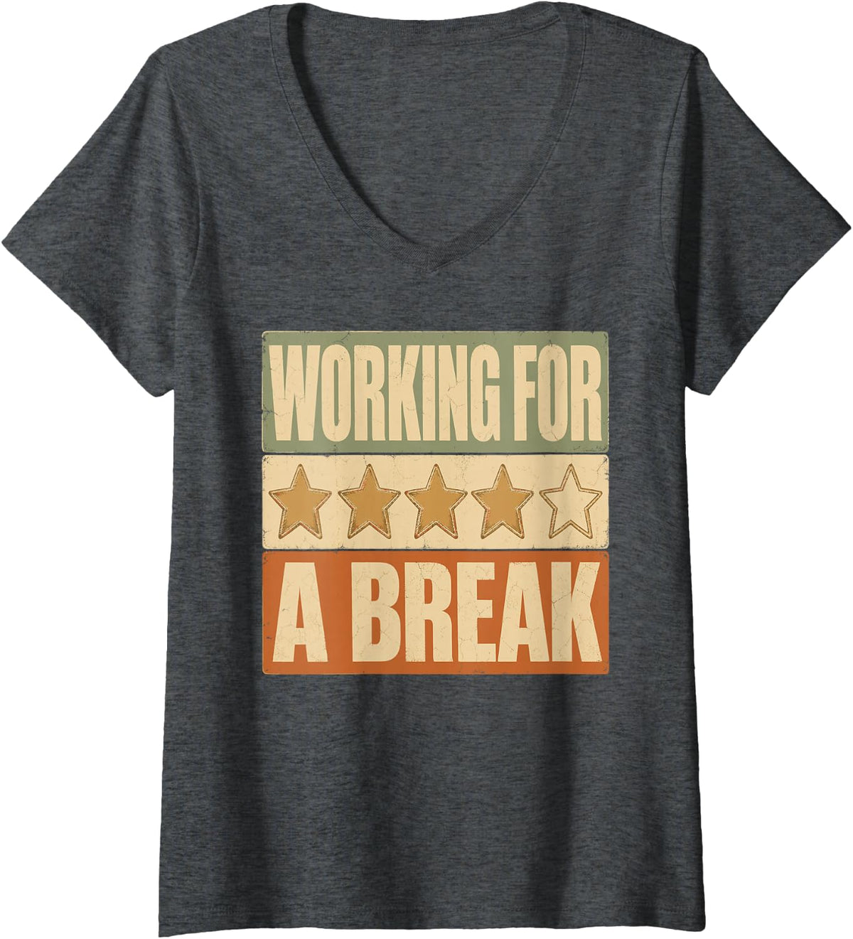 Women's Working for A Break Sped Teacher Funny Chart V-Neck T-Shirt - Dark Heather Grey