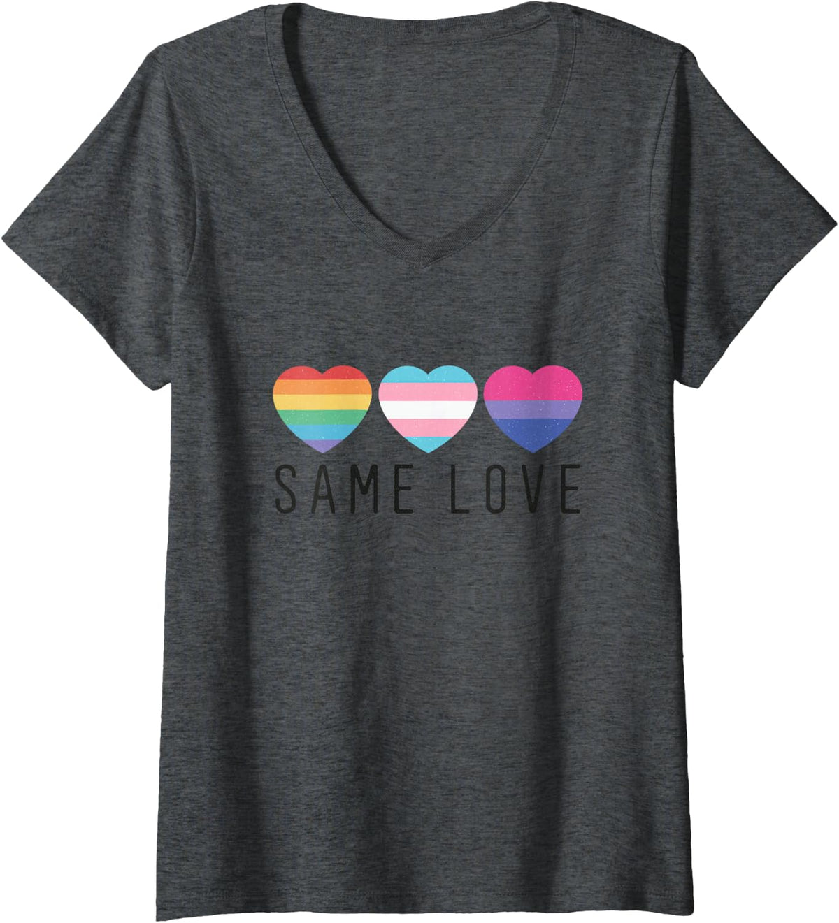 Women's LGBT Pride Month Same Love V-Neck T-Shirt - Dark Heather Grey