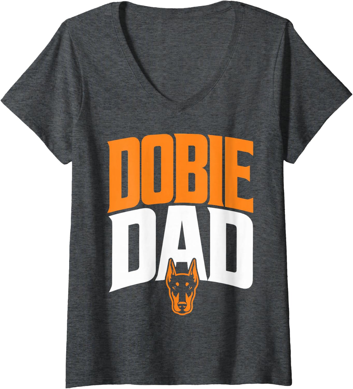 Women's Doberman Owner Doberman Pinscher Dad V-Neck T-Shirt - Dark Heather Grey