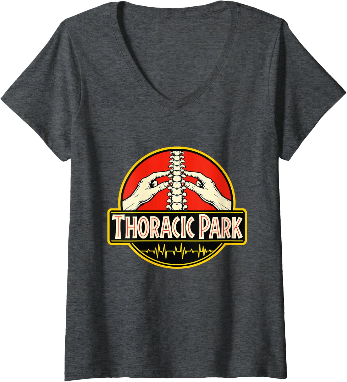 Women's Thoracic Park - Chiropractor Humor Chiro Student V-Neck T-Shirt - Dark Heather Grey