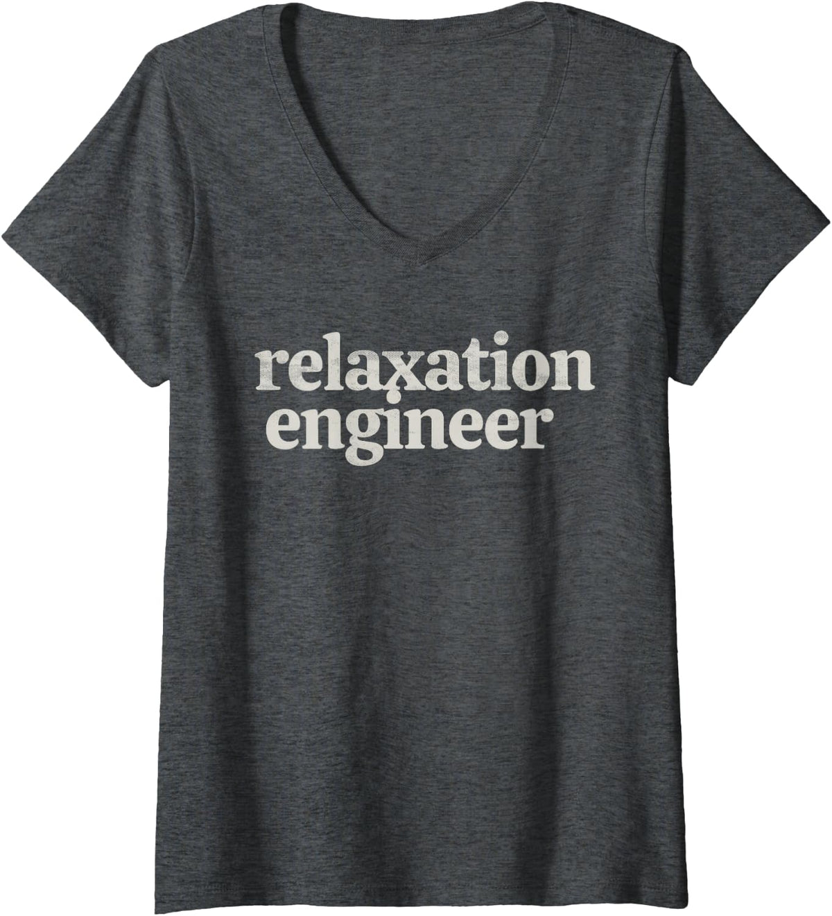 Women's Relaxation Engineer Funny Massage Therapist Spa Therapy V-Neck T-Shirt - Dark Heather Grey