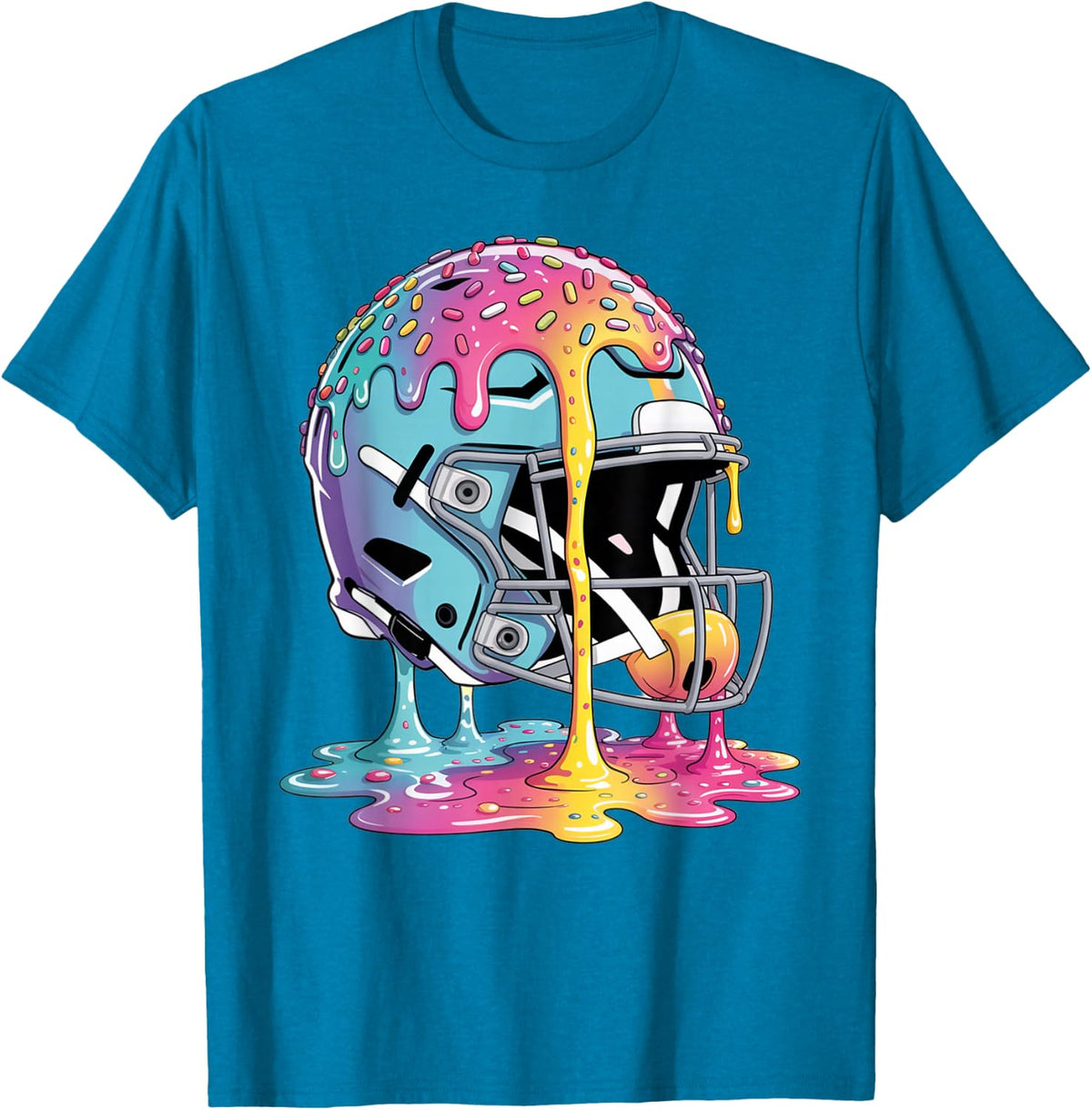 Ice Cream Drip Football Stuff Boys QB RB Lineman WR Drippy T-Shirt - Sapphire Blue