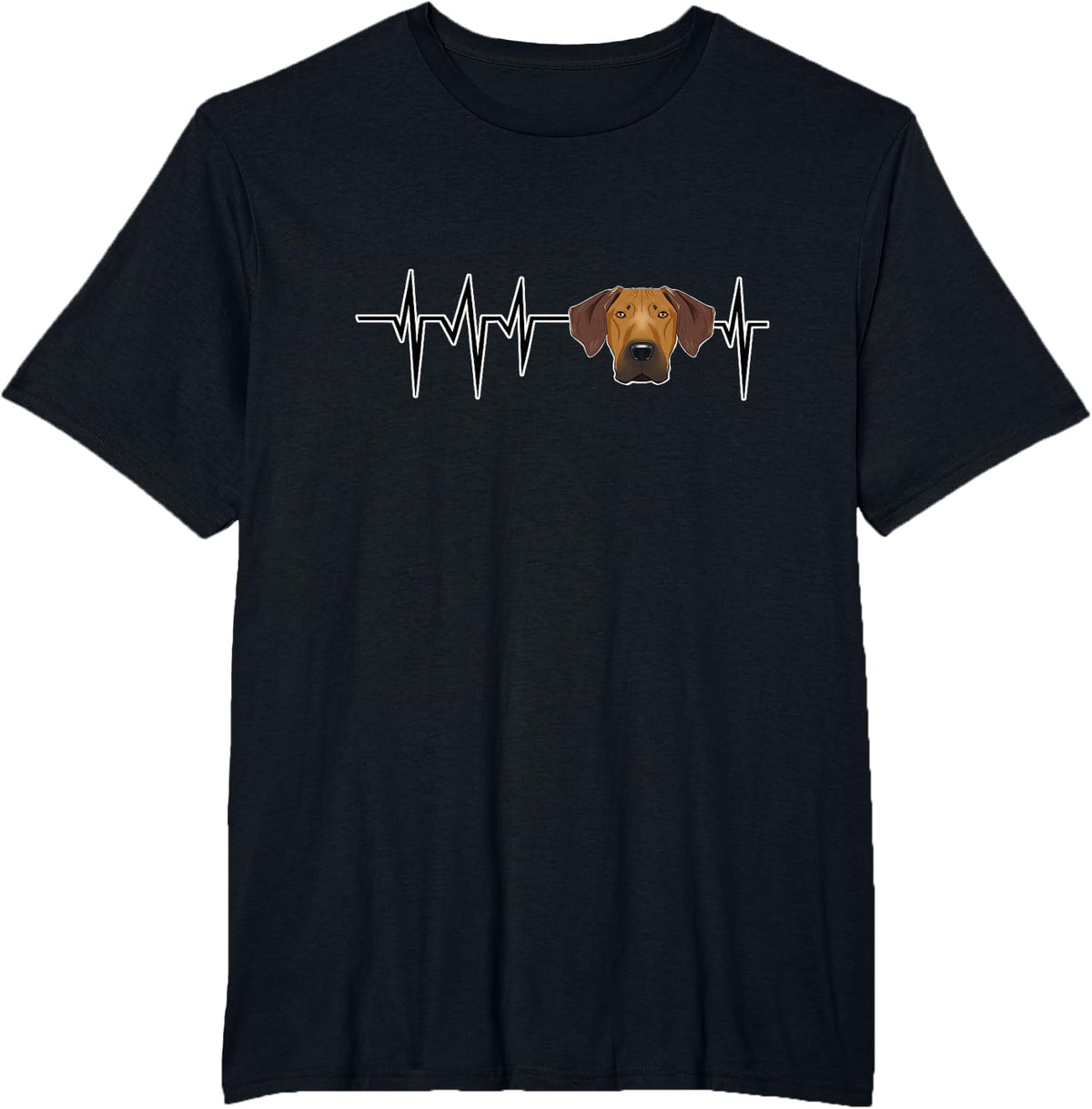 Dog Heartbeat I Funny Rhodesian Ridgeback T-Shirt - Black