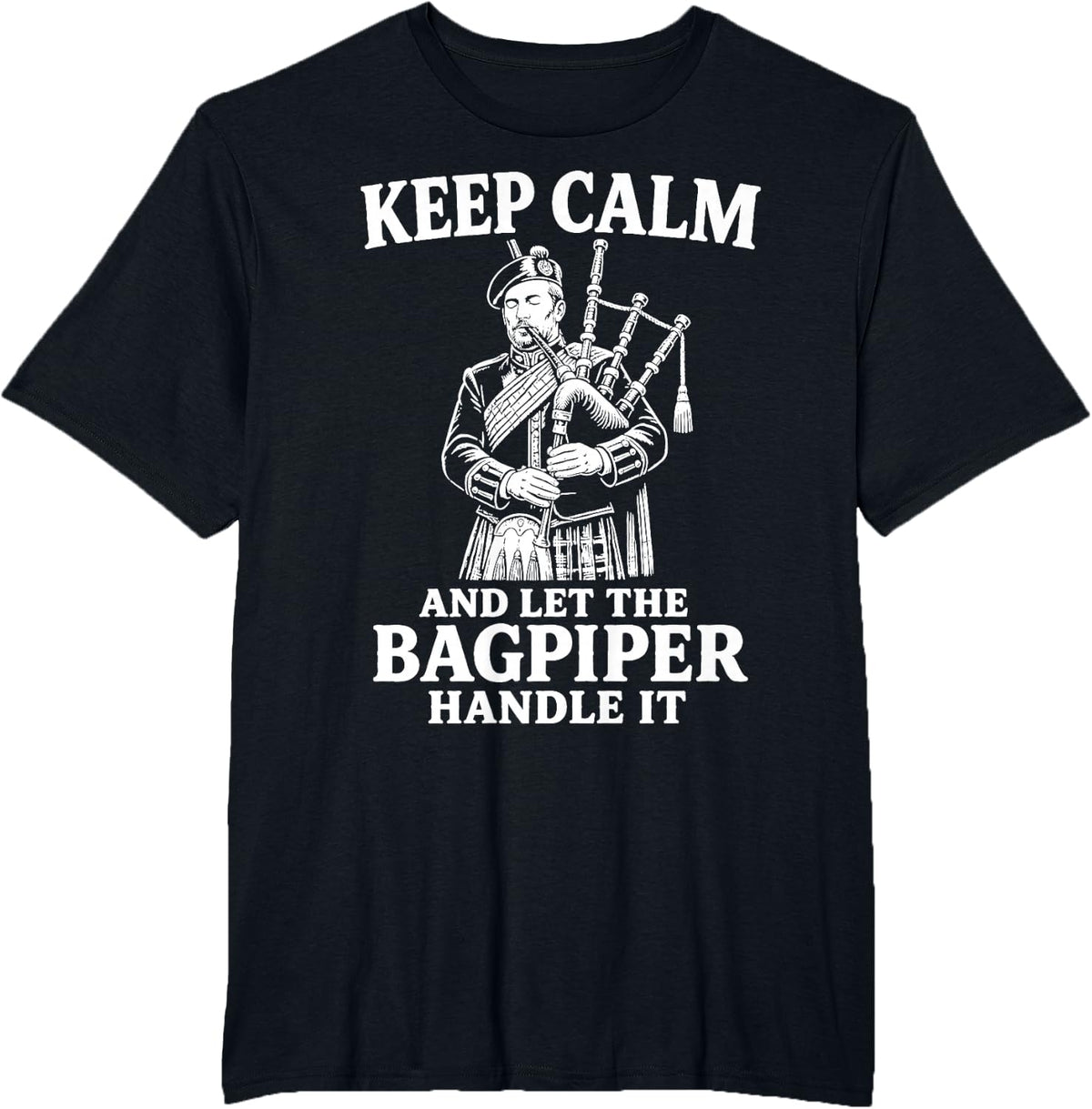 Bagpiper Scottish Highland Music Piper T-Shirt - Black