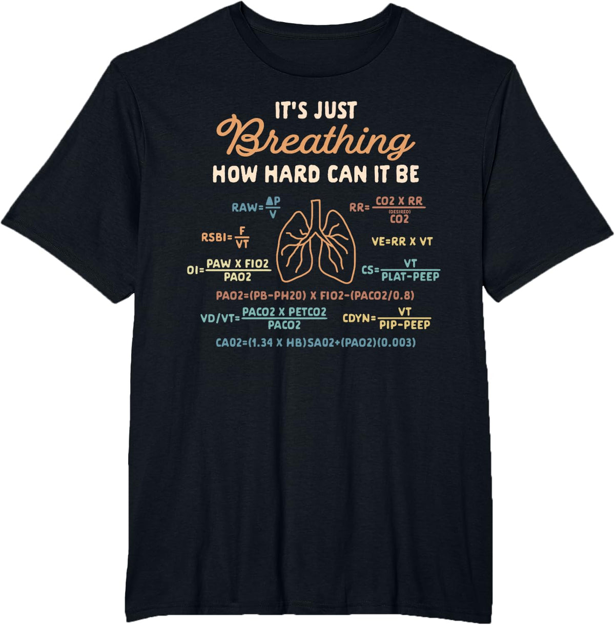 Respiratory Therapist It's Just Breathing How Hard Can It Be Tees T Shirts - Black