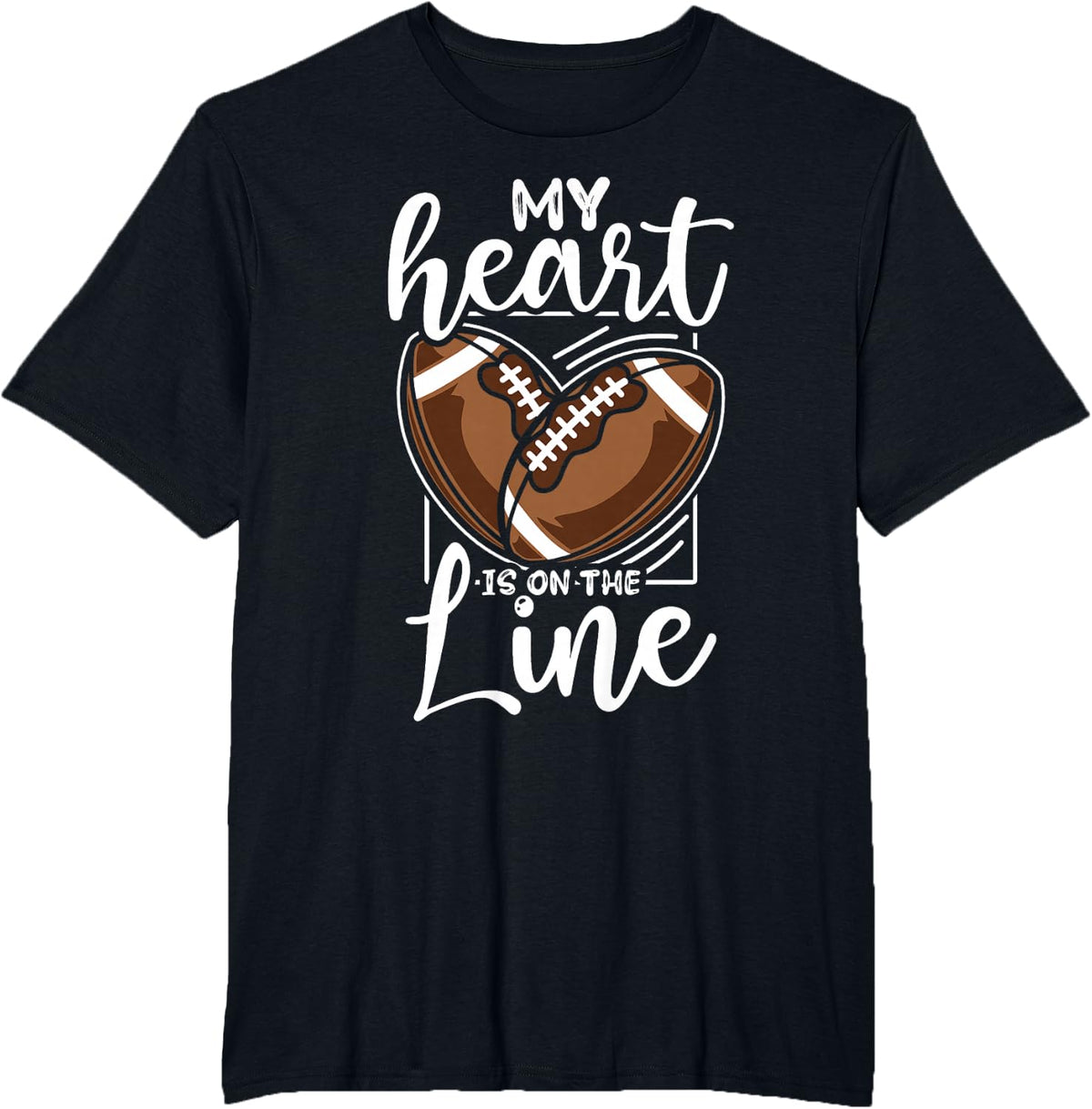 My Heart Is On The Line Offensive Lineman Football T-Shirt - Black