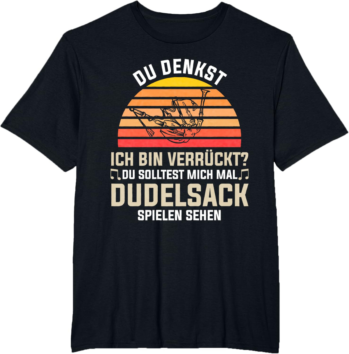 Sack Pipe Musician Bagpipe Player Music T-Shirt - Black