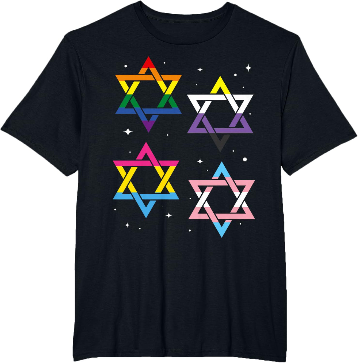 Star Of David Rainbow Flag Gay Pride Month Gift Queer LGBT T-Shirt - Black