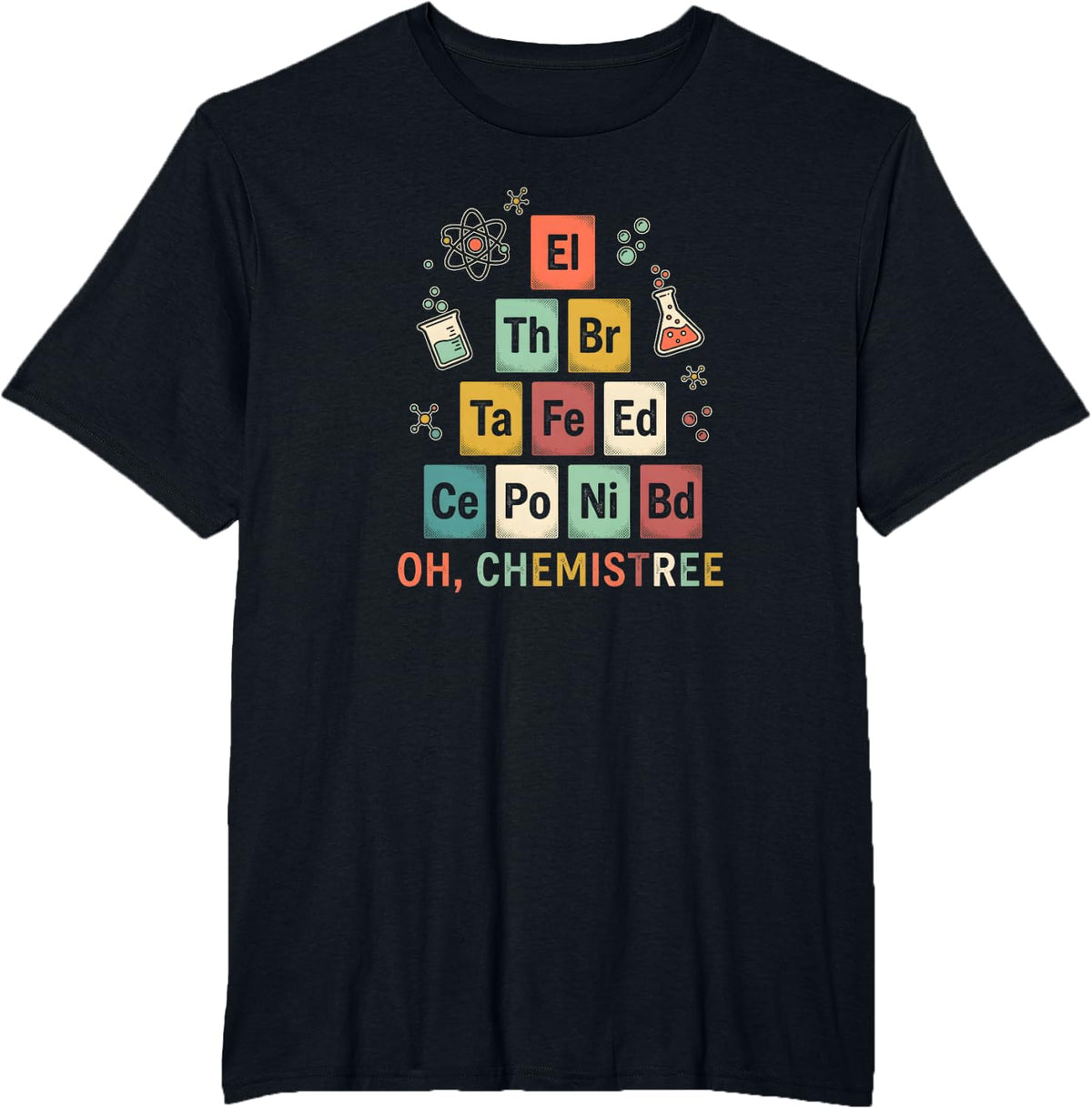 Oh Chemistree Science Periodic Table Blocks Christmas T-Shirt - Black