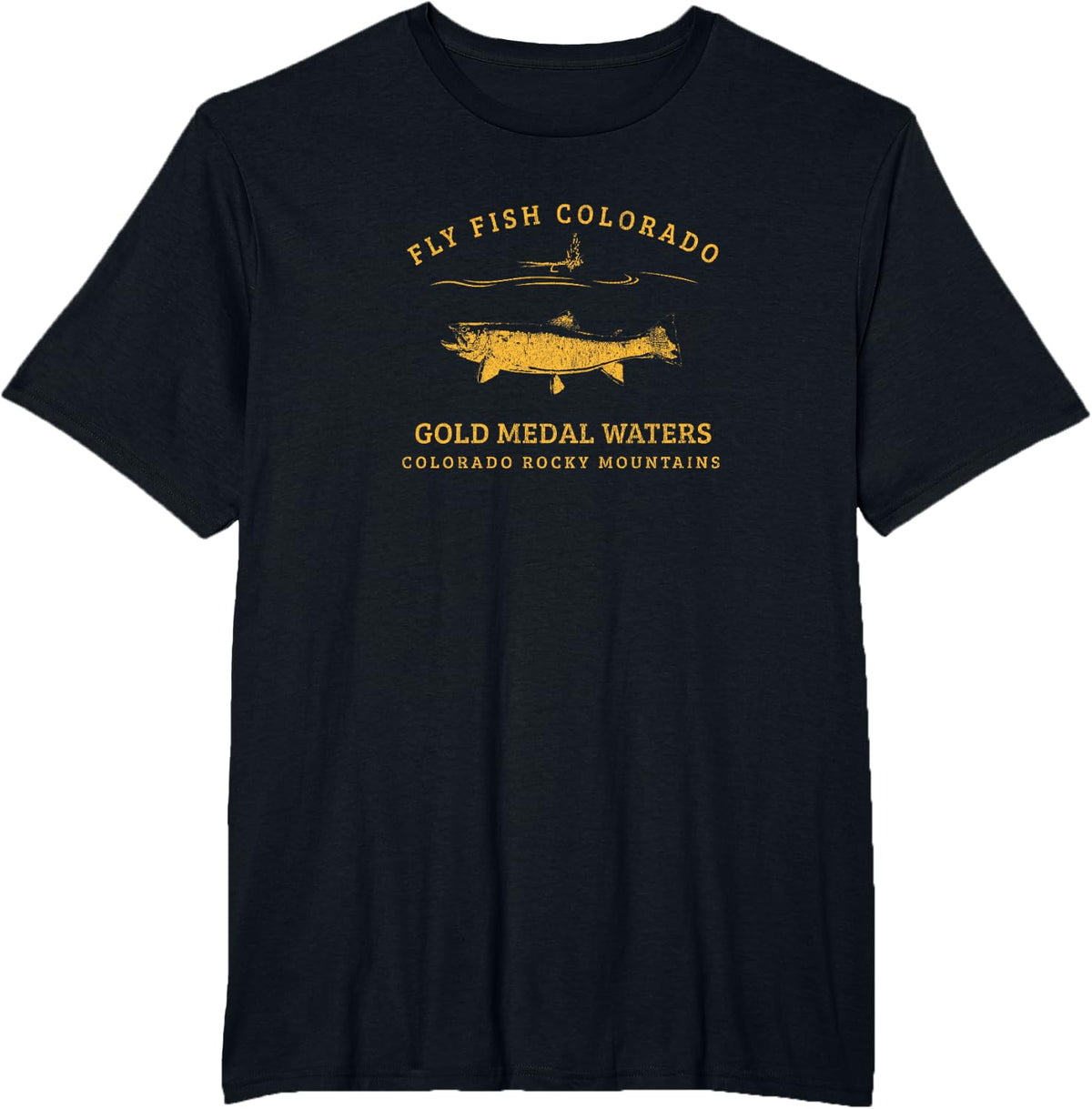 Retro-style Colorado Trout Fly Fishing T-Shirt - Black