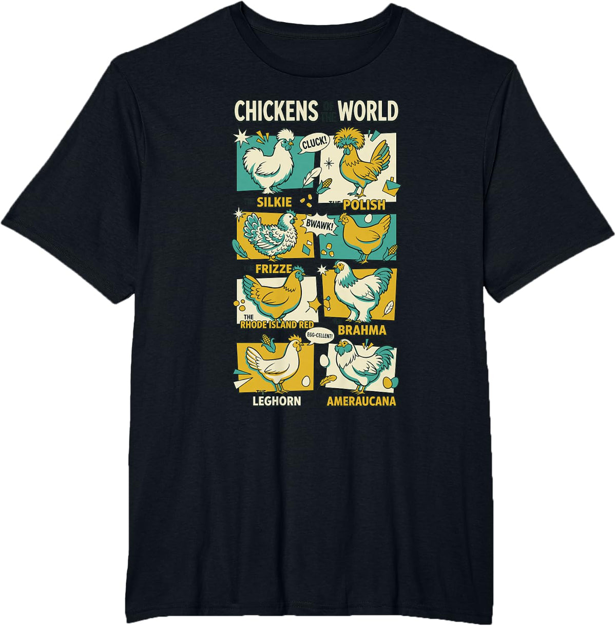 Crazy Chicken Chickens of The World Chicken T-Shirt - Black