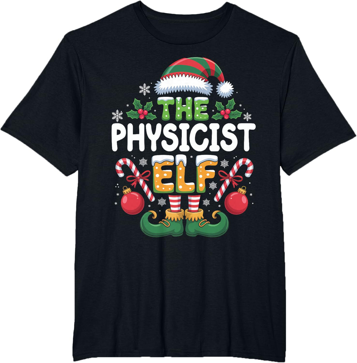 The Physicist Elf Matching Family Christmas T-Shirt - Black