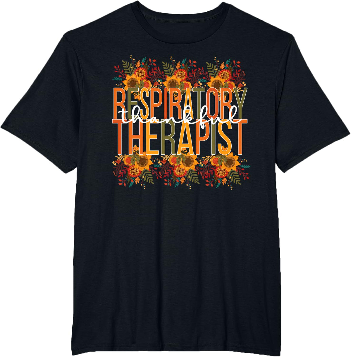 Boho Thanksgiving Respiratory Therapy Fall Men's Black Small V-Neck Modern Thanksgiving T-Shirt - Black