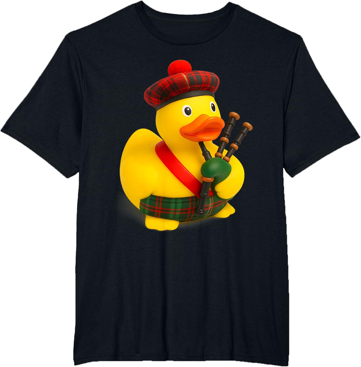 Scottish Bagpiper Rubber Duck Bagpipes T-Shirt - Black