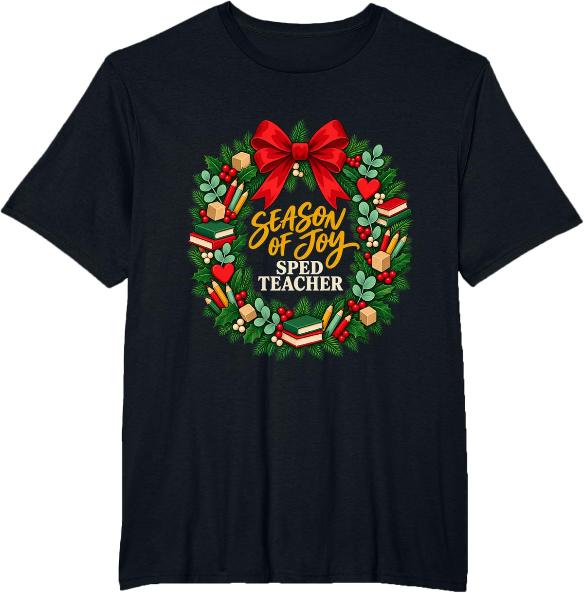 Christmas SPED Teacher Festive Season T-Shirt - Black