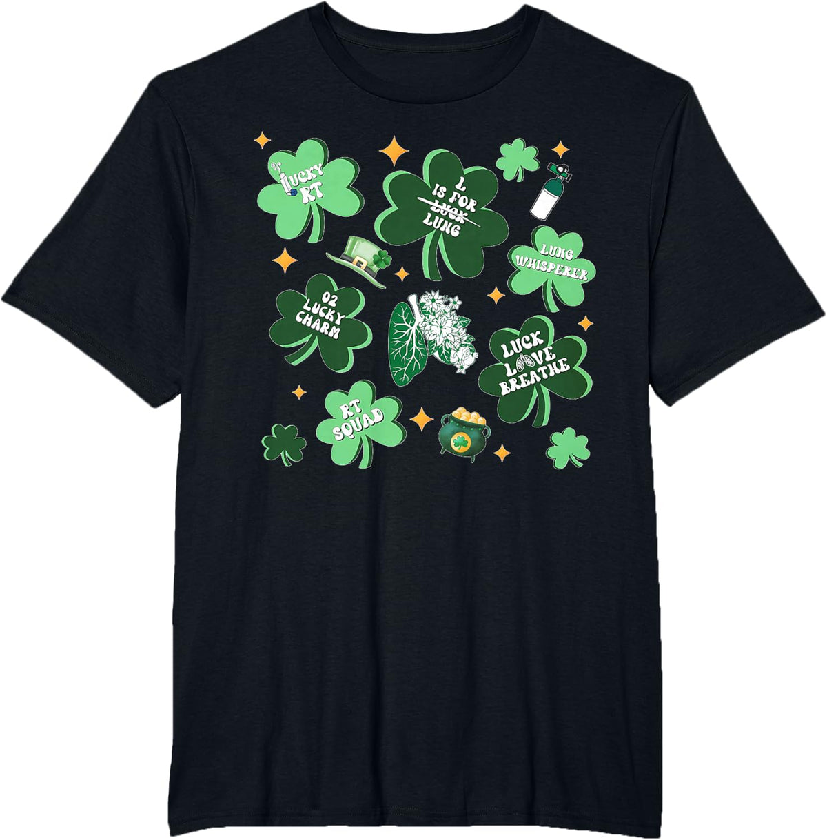 Respiratory Therapist St Patricks Day RT Respiratory Therapy T-Shirt - Black