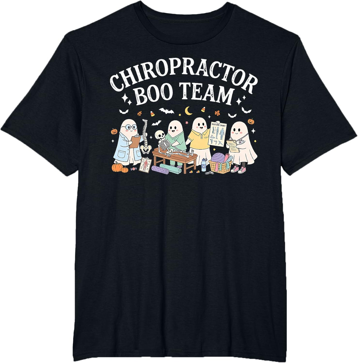 Chiropractor Boo Team Chiropractic Ghost Spooky Halloween T-Shirt - Black