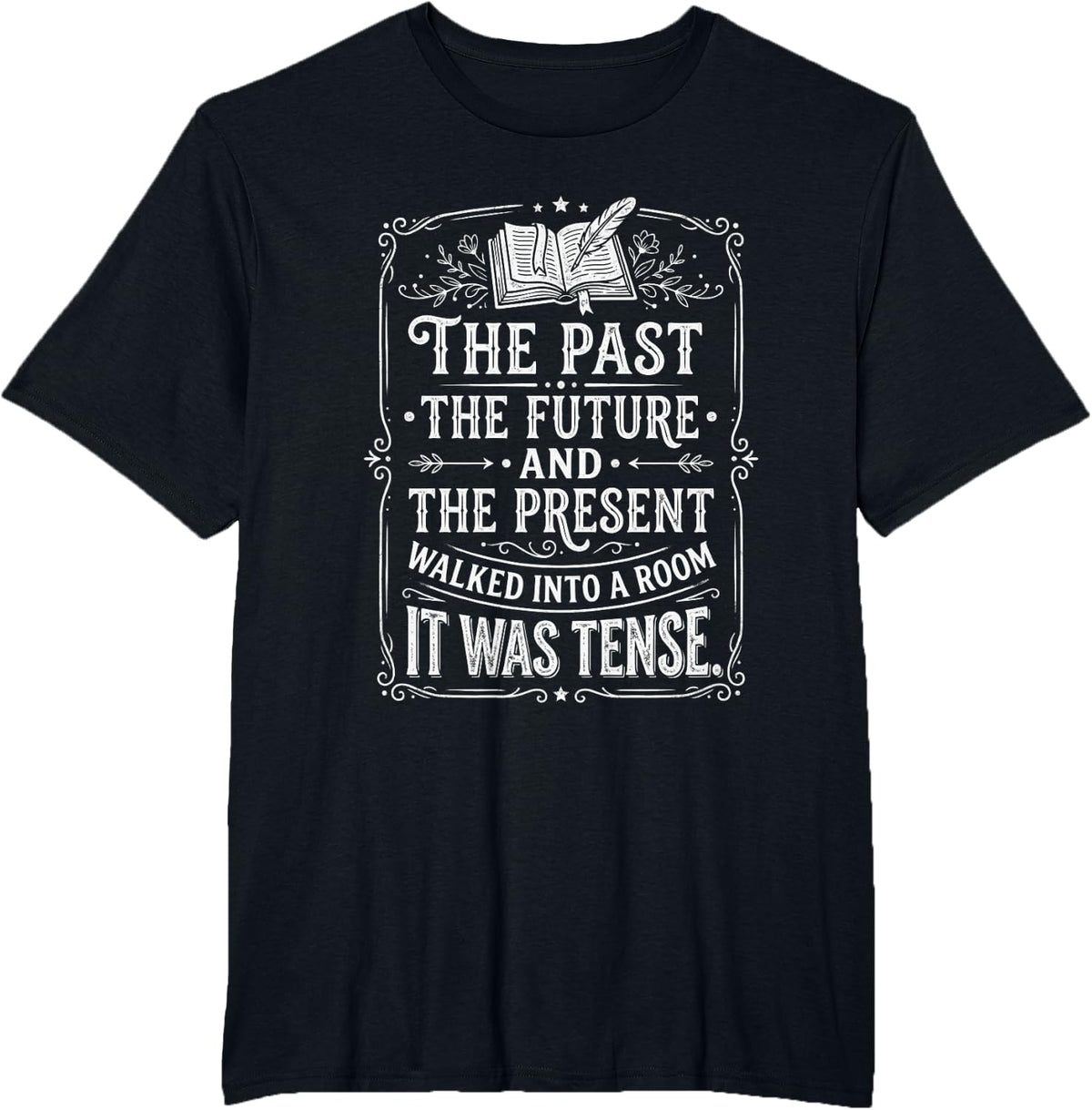 Aethetics The Past Future and Present Funny Grammar Joke T-Shirt - Black
