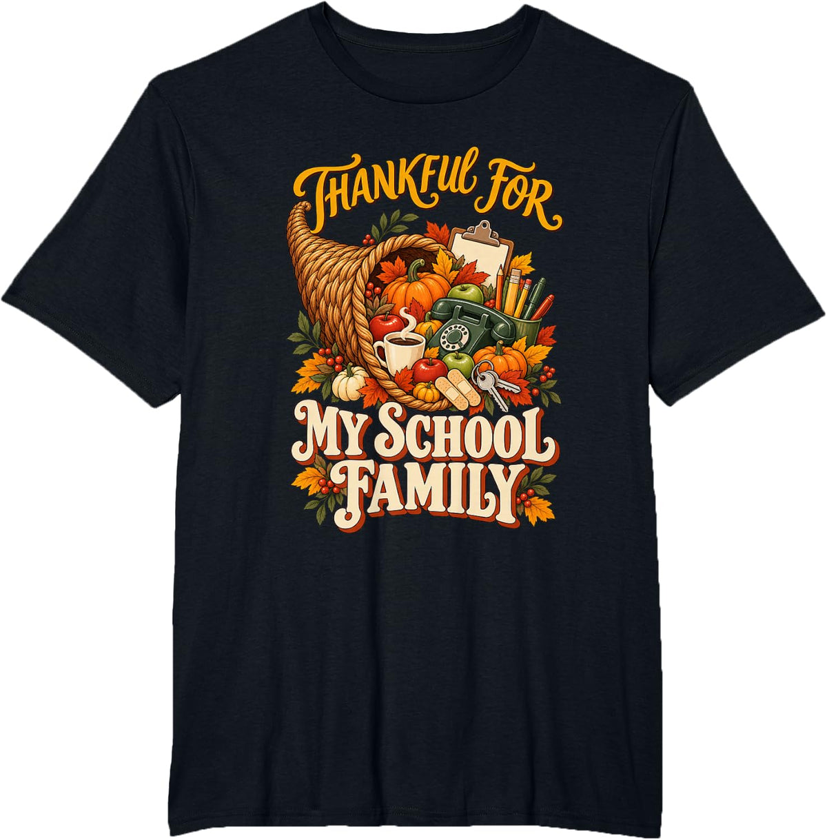 Thanksgiving School Counselor Turkey Harvest Humor T-Shirt - Black