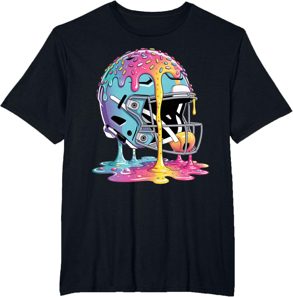 Ice Cream Drip Football Stuff Boys QB RB Lineman WR Drippy T-Shirt - Black