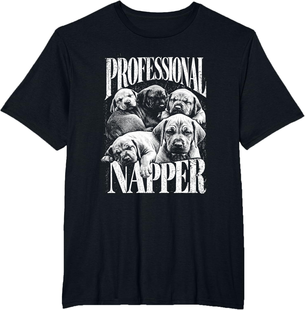 Rhodesian Ridgeback Puppy Pro Napper Funny T-Shirt - Black