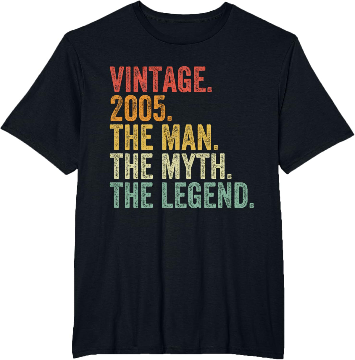 19th Birthday Vintage 2005 The Man The Myth The Legend T-Shirt - Black