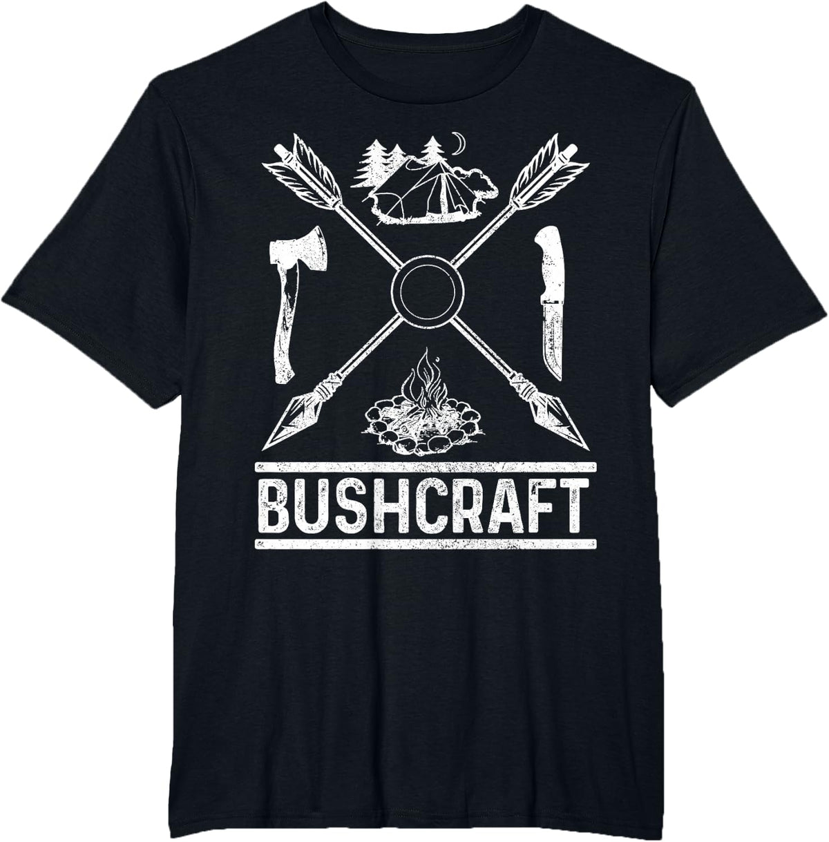Bushcraft Axe Knife Survival Outdoor Camping Bushcrafter T-Shirt - Black
