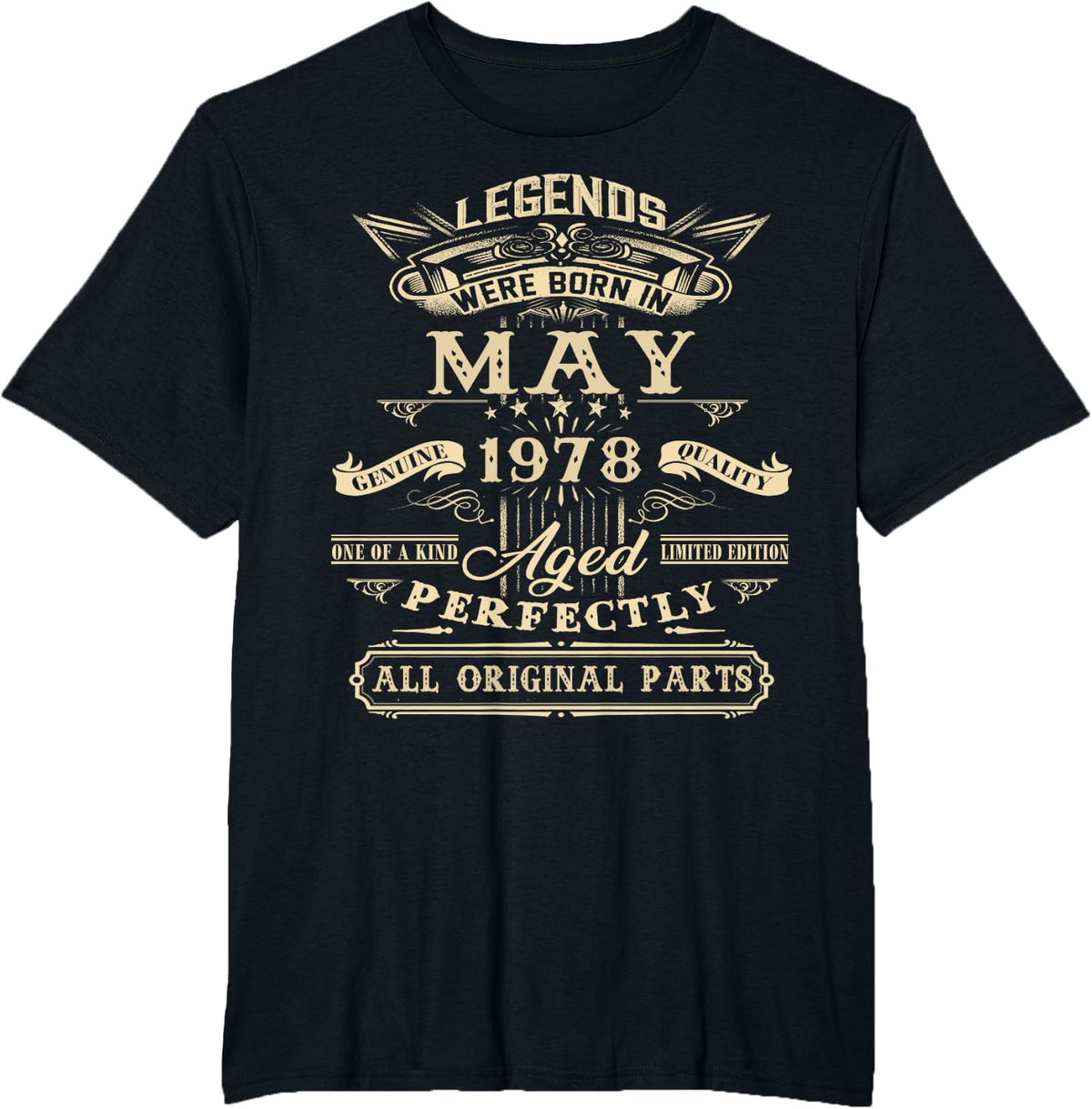 48th Birthday Vintage Tee For Legends Born In May 1978 T-Shirt - Black