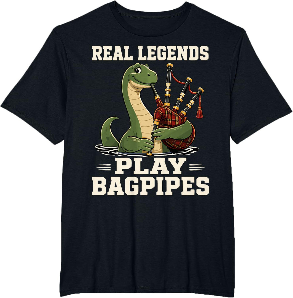 Bagpipe Legends Scottish Highland Music Piper T-Shirt - Black