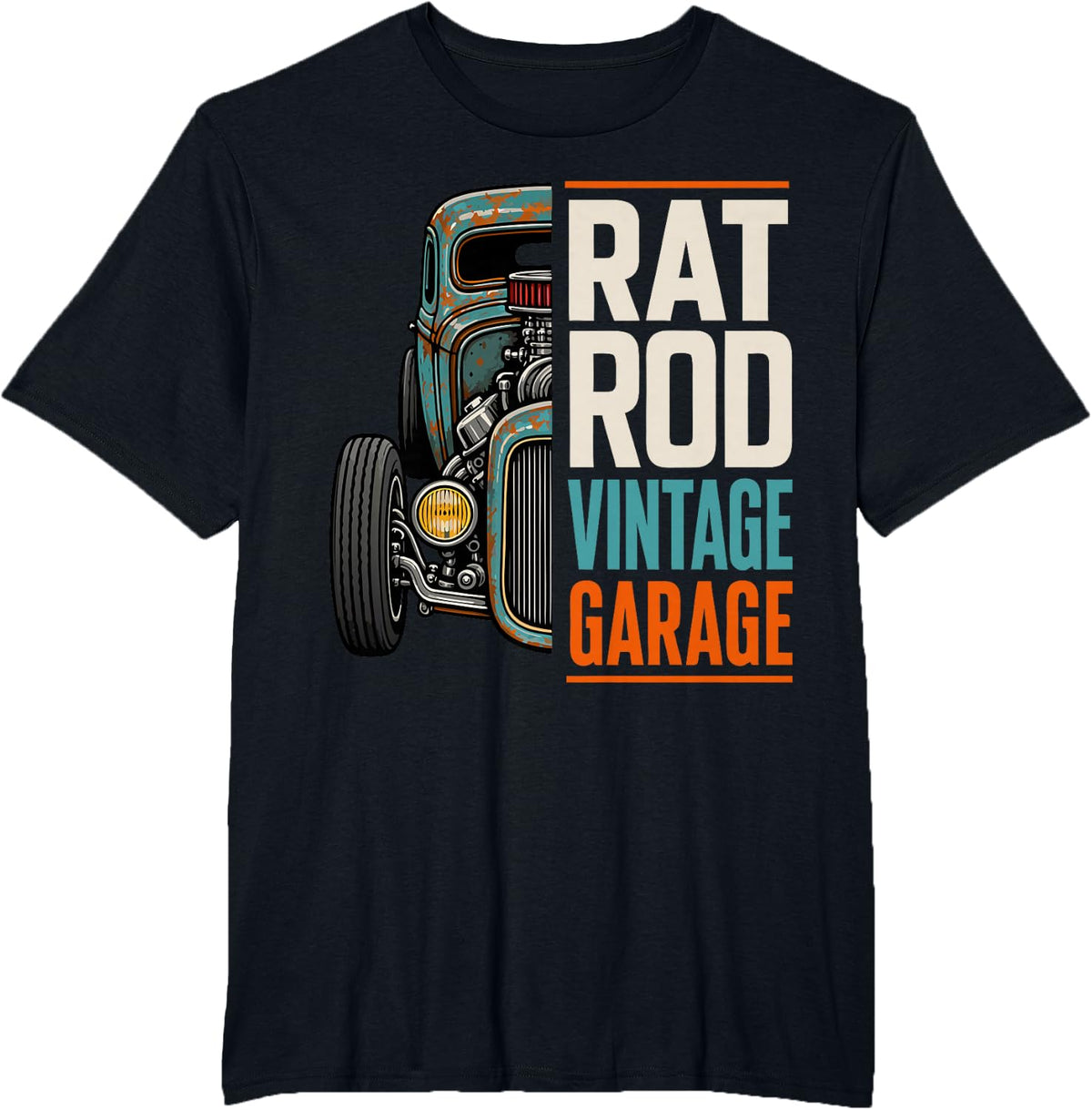 Hotrod Vintage Garage Mechanic Rat Rod T-Shirt - Black