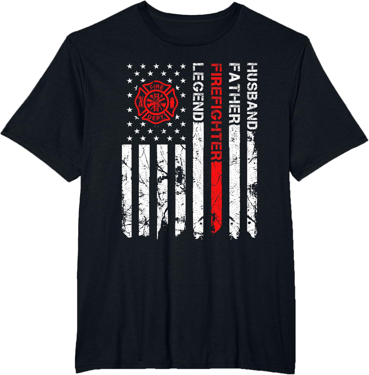 Firefighter Husband Father Legend Fire Rescue Fire Fighter T-Shirt - Black