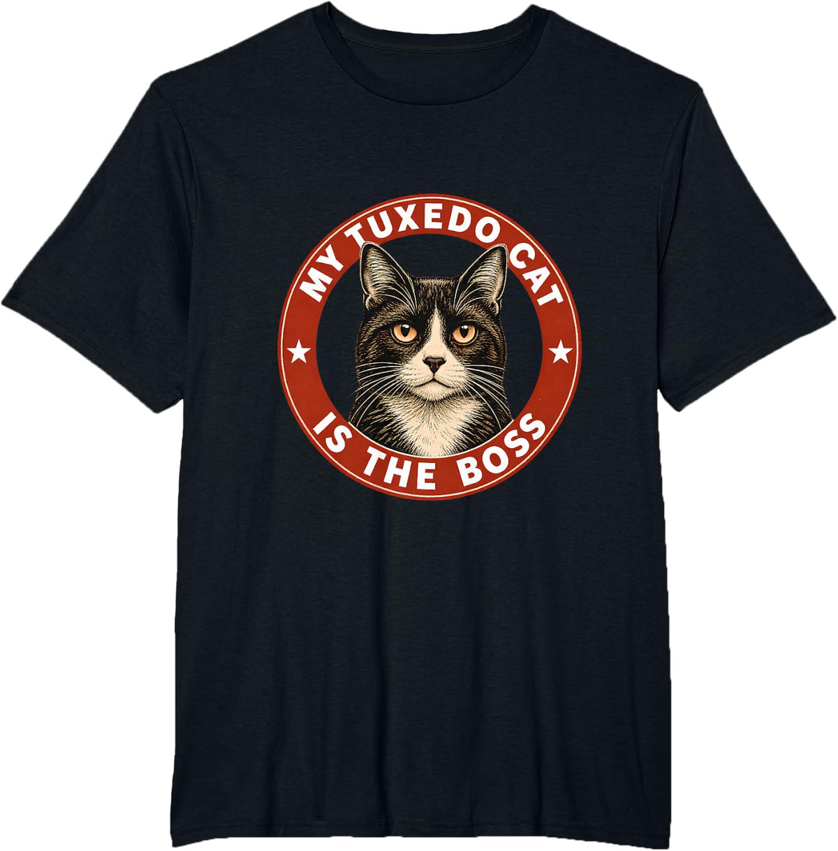 My Tuxedo Cat is The Boss Funny Pet Owner T-Shirt - Black