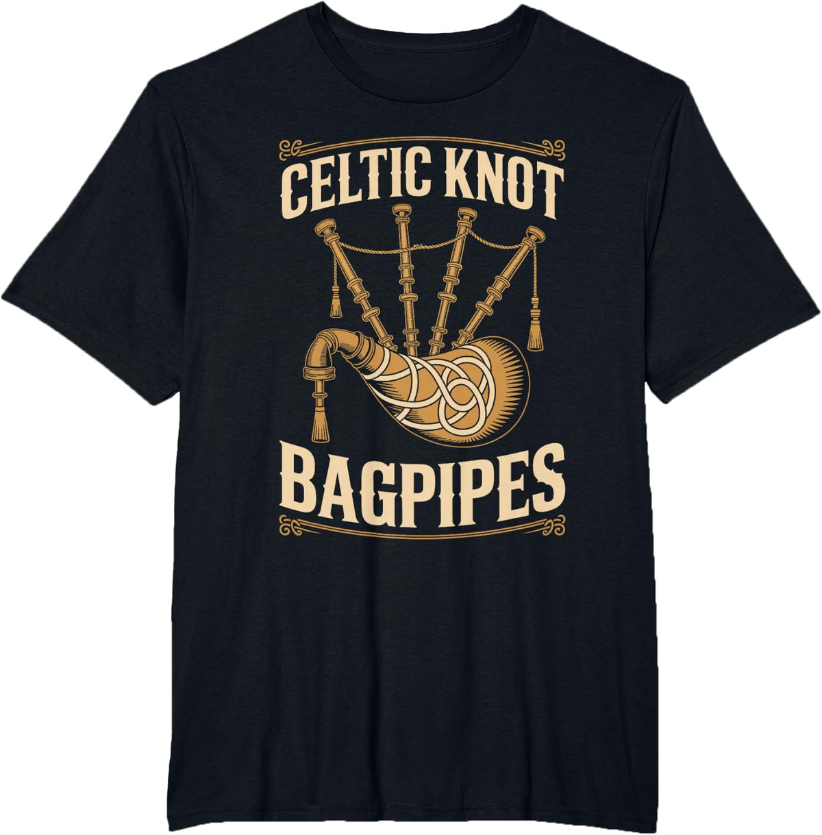 Celtic Knot Bagpipes Celtic Pipes T-Shirt - Black
