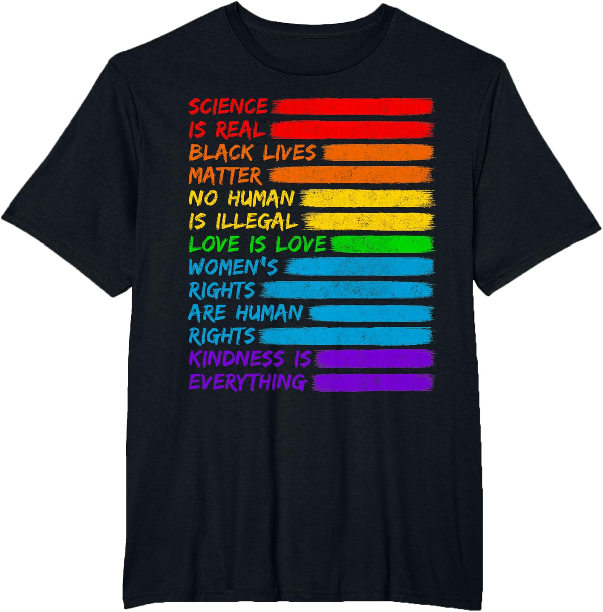 Science is Real Black Lives Matter Shirt LGBT Rainbow Flag T-Shirt - Black