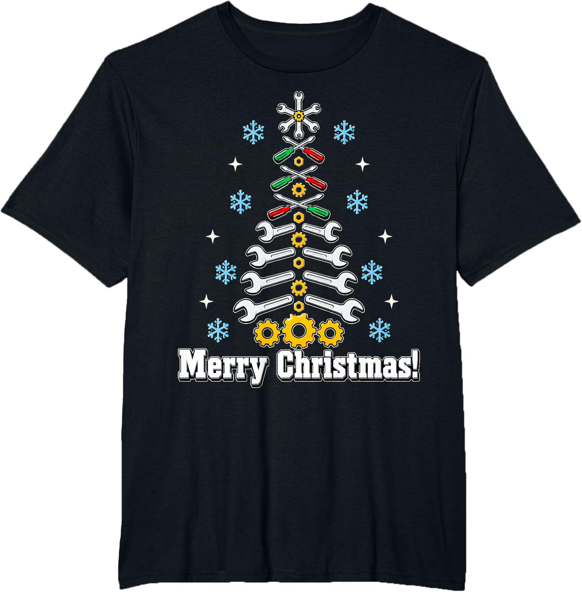 Merry Mechanic Christmas Shirt Auto Technician Tools Xmas T-Shirt - Black