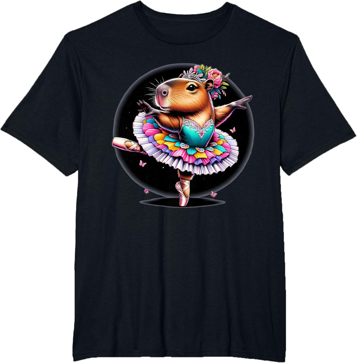 Ballerina Capybara Dancing T-Shirt - Black