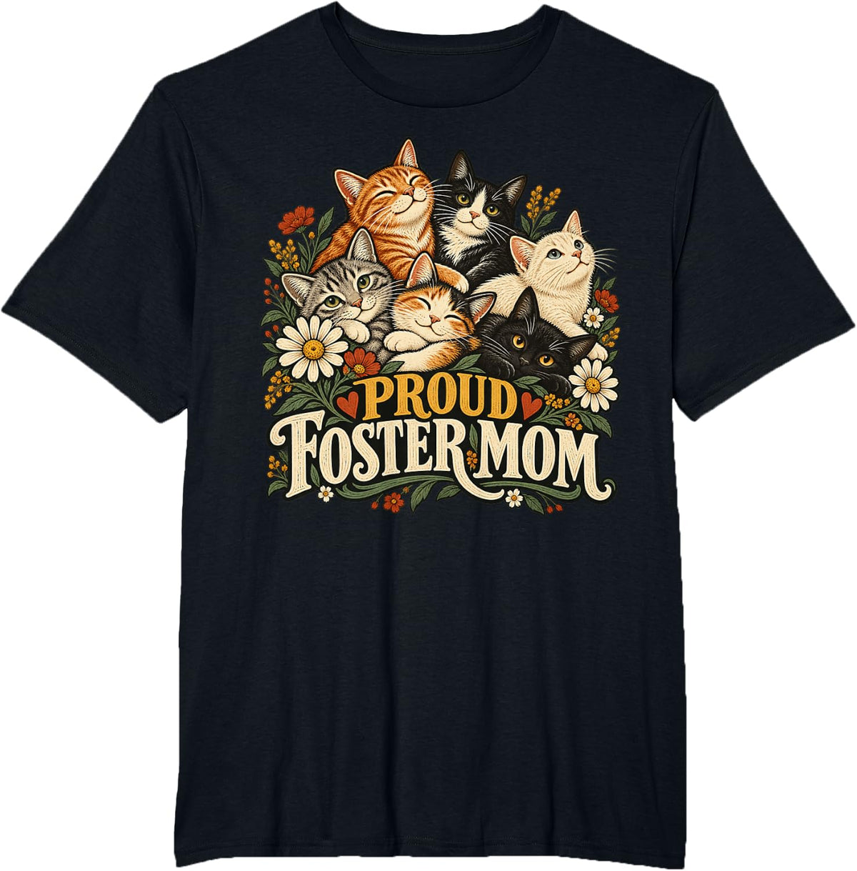 Foster Cat Adopt Proud Foster Mom T-Shirt - Black