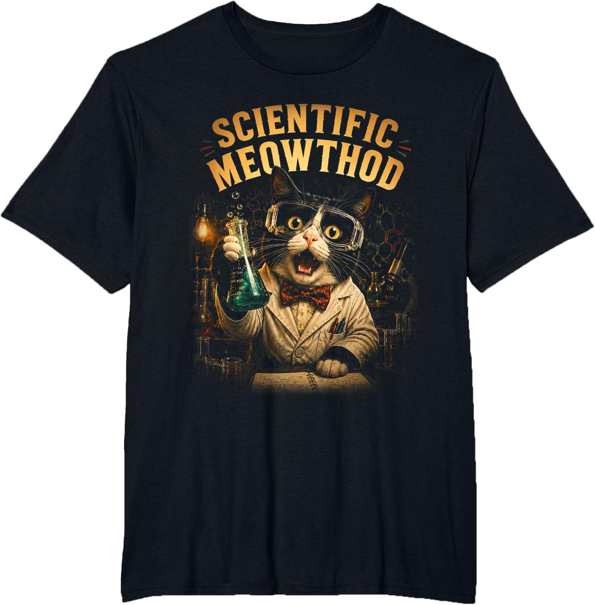 Scientific Meowthod Funny Cat Scientist T-Shirt - Black