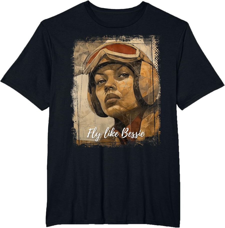 Bessie Coleman Black History Month African American Pilot T-Shirt - Black