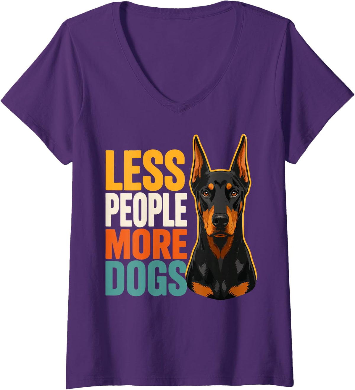 Women's Doberman Owner Doberman Pinscher V-Neck T-Shirt - Purple