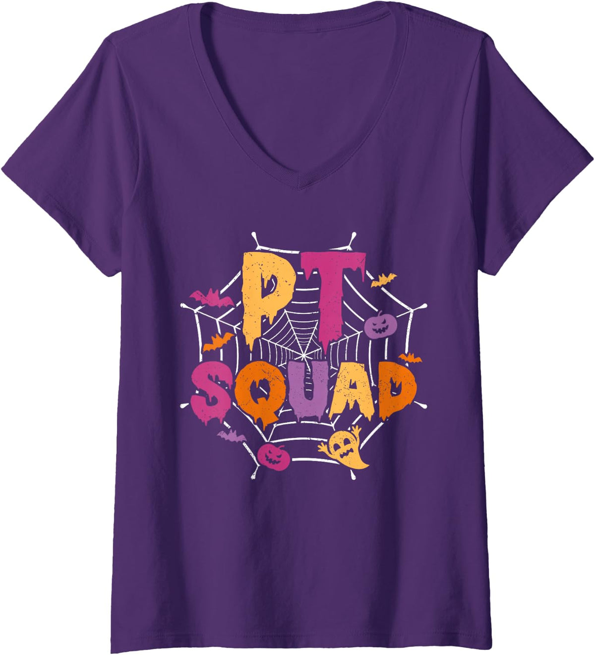 Women's Halloween PT Squad Matching Physical Therapist V-Neck T-Shirt - Purple